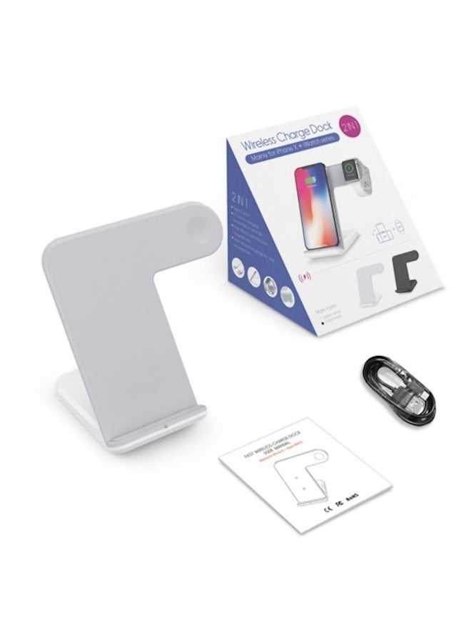 2-In-1 Wireless Charging Dock Station White  - Image 1