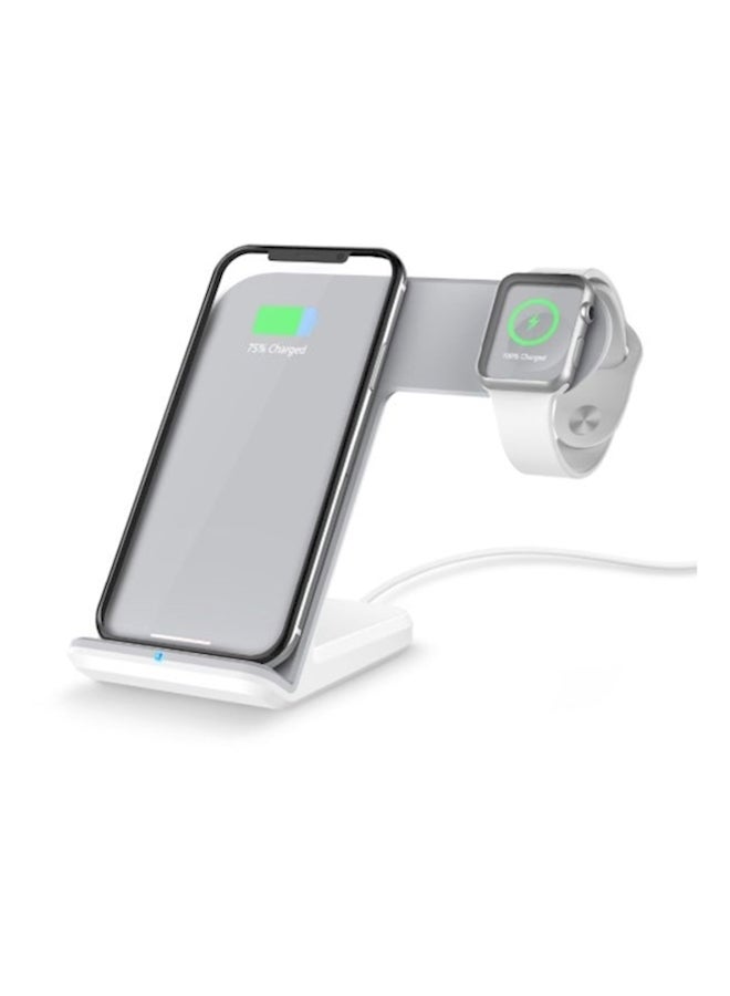 2-In-1 Wireless Charging Dock Station White  - Image 2
