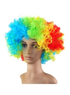 Halloween Clown Short Curly Wig Yellow/Red/Blue