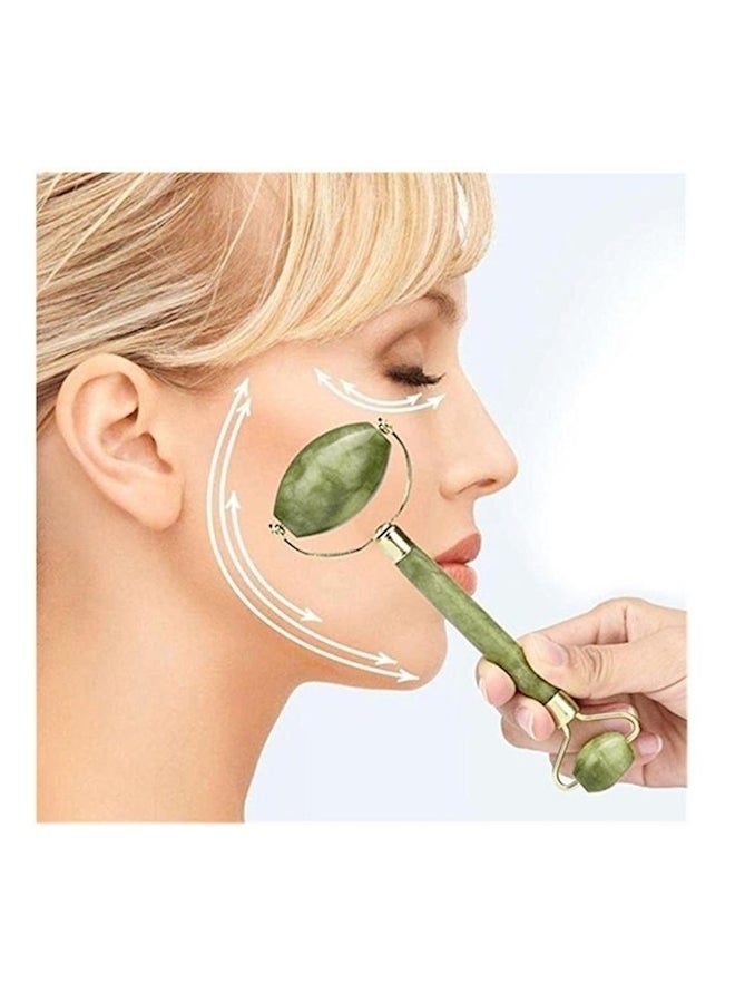 Electrical Facial Massager And Jade roller Green/Gold - Image 1