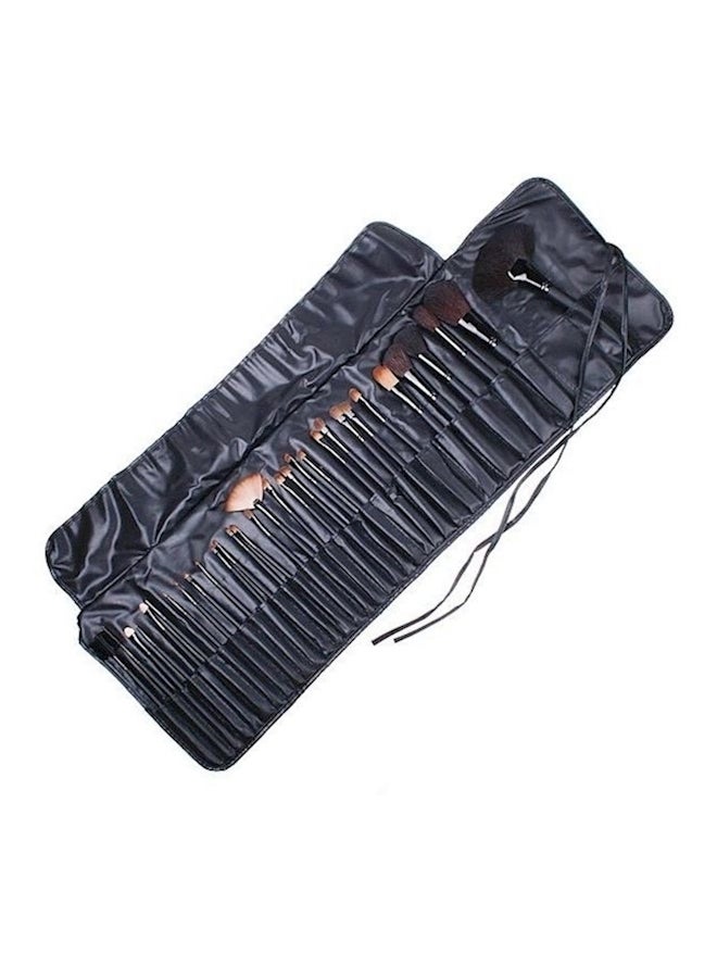 32-Piece Makeup Brush Set With Rayon Cosmetic Bag Black - Image 2