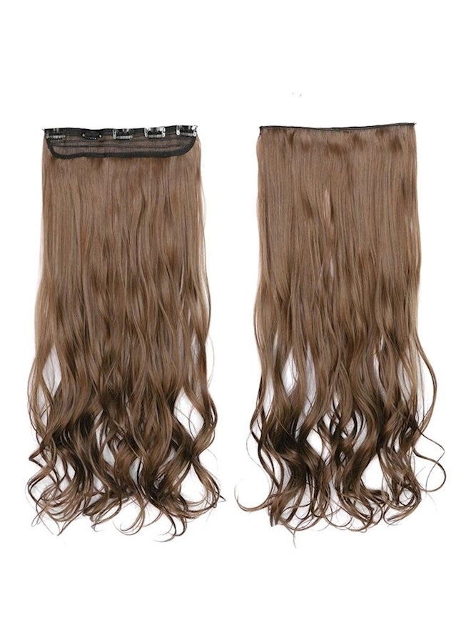 5-Clips Long Curly Hair Wig Brown 70cm