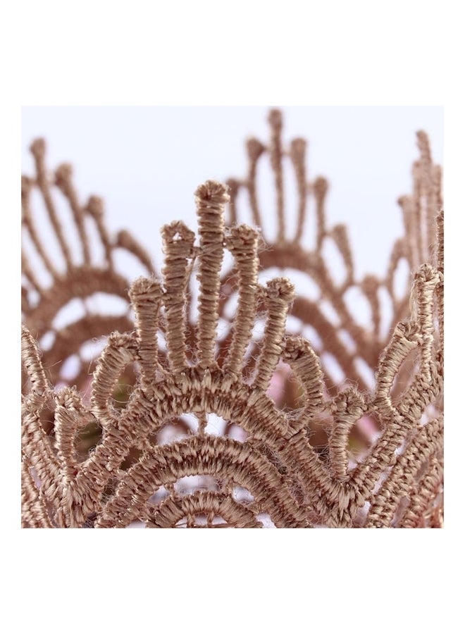 ربطة رأس بتصميم تاج مزينة بأزهار ذهبي/وردي 8x5.7سم - Image 3