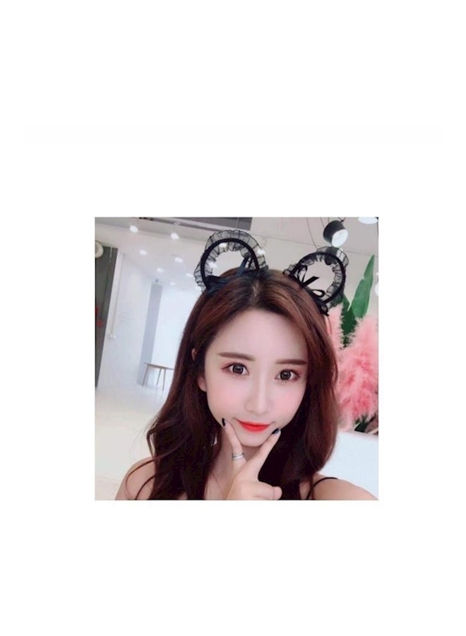 Cat Ear Headband Black/Grey - Image 2