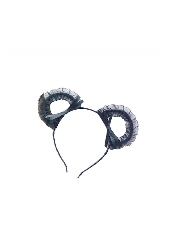 Cat Ear Headband Black/Grey - Image 1