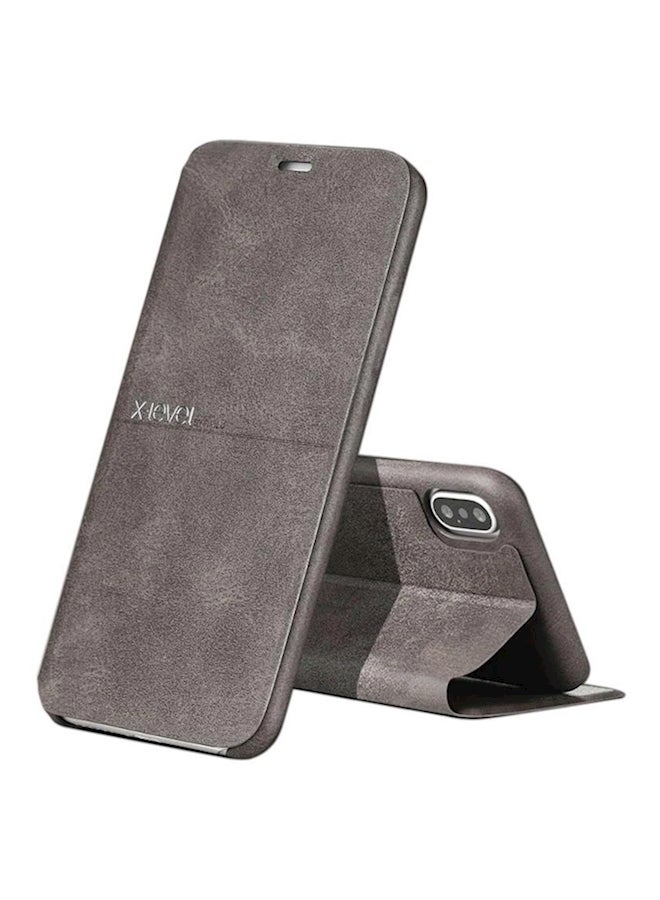 إكس ليفيل غطاء حماية قلاب لهاتف أبل آيفون XS بني غامق - Image 1