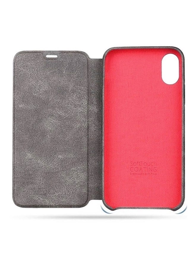 إكس ليفيل غطاء حماية قلاب لهاتف أبل آيفون XS بني غامق - Image 2