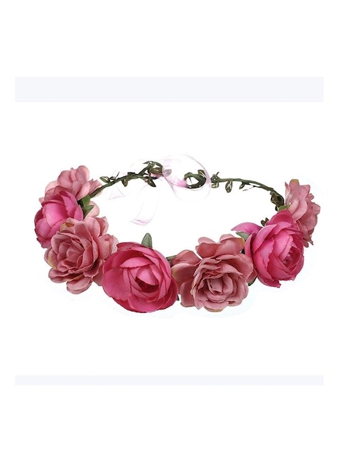 Generic Artificial Flower Beach Headband Pink/Green  - Image 1