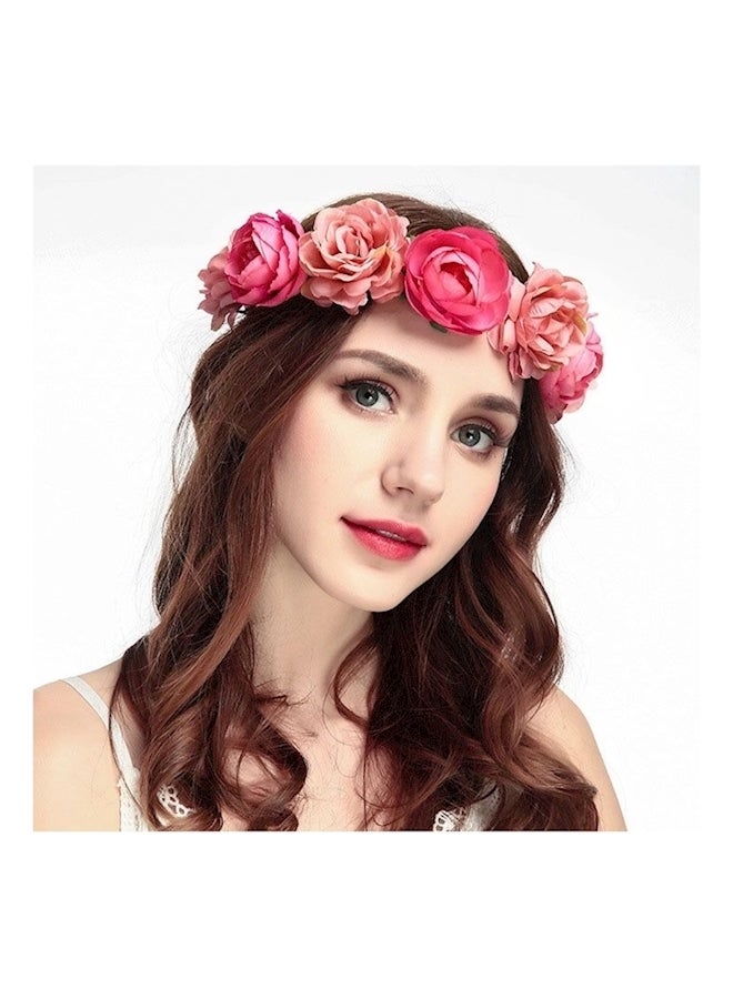 Generic Artificial Flower Beach Headband Pink/Green  - Image 2