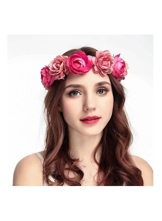 Generic Artificial Flower Beach Headband Pink/Green  - Image 3