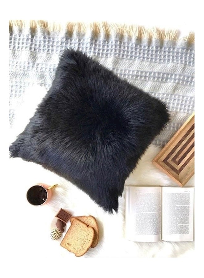 Generic - Soft Fur Cushion With Filling Polyester Black 40x40centimeter - Image 1