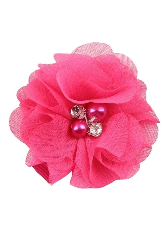Pack Of 9 Hair Clips With Hand-Sewn Beads Flower Red/Pink/Orange - Image 3