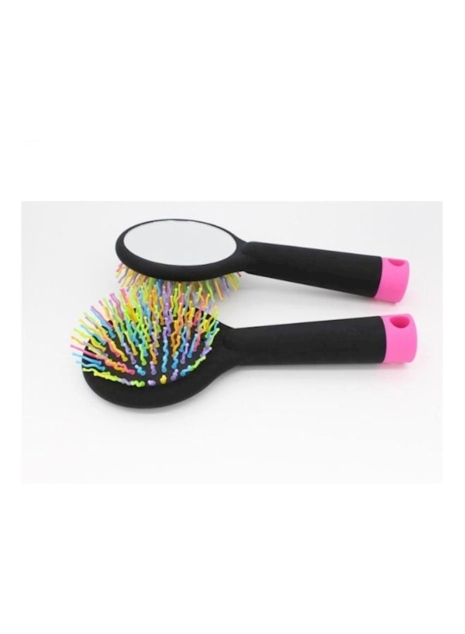 Hair Straightening Brush With Mirror Black/Pink/Yellow - Image 4