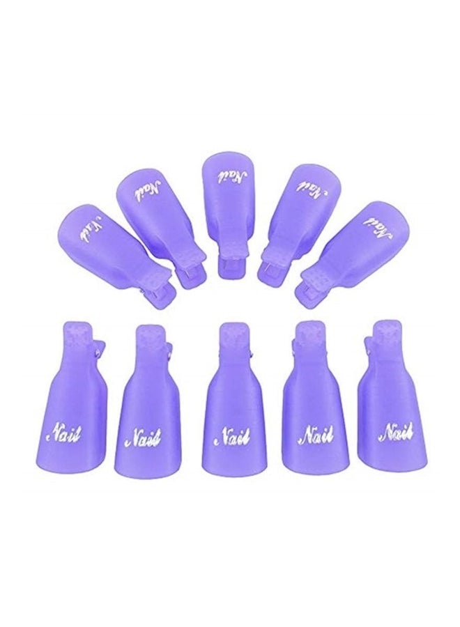 Generic 10-Piece Nail Art Soak Off Cap Clip Set Purple - Image 1