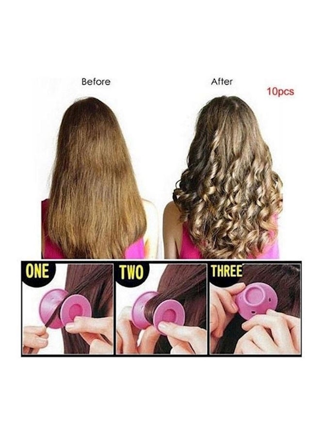 10-Piece Hair Curlers Rollers Set Pink - Image 2