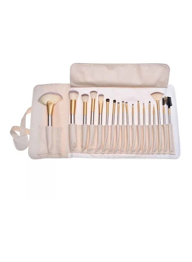 Generic 18-Piece Foundation Makeup Brush Tool With Pouch Bag Case Gold  - Image 2