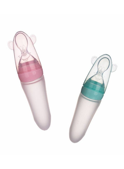 2-Piece Baby Feeding Silicone Bottle With Spoon 90ml