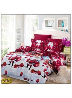 4-Piece 3D Printed Cartoon Bed Sheet Set Cotton Multicolour