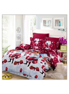 4-Piece 3D Printed Cartoon Bed Sheet Set Cotton Multicolour