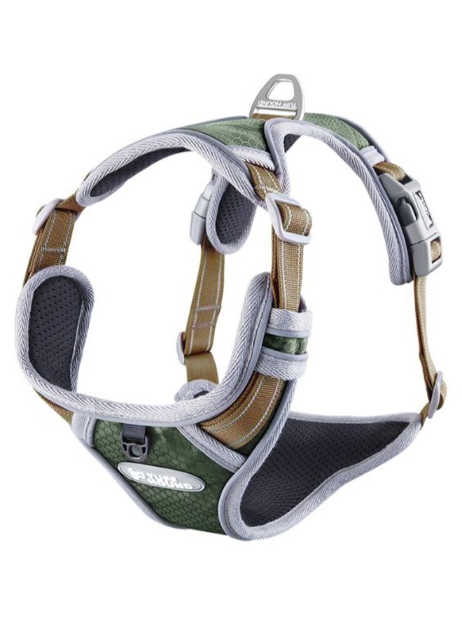 Adjustable No Pull Vest Dog Harness Grey/Green/Brown