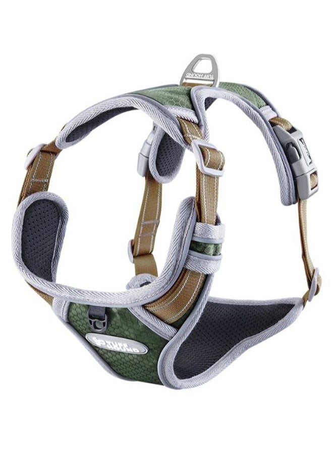 Adjustable No Pull Vest Dog Harness Grey/Green/Brown
