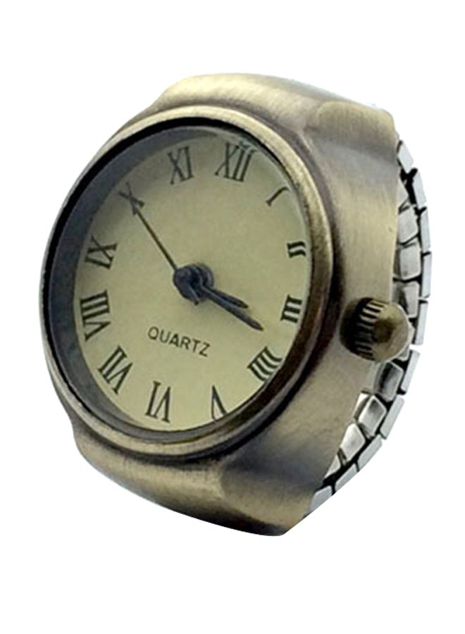 men Retro Elastic Alloy Analog Finger Ring Watch 