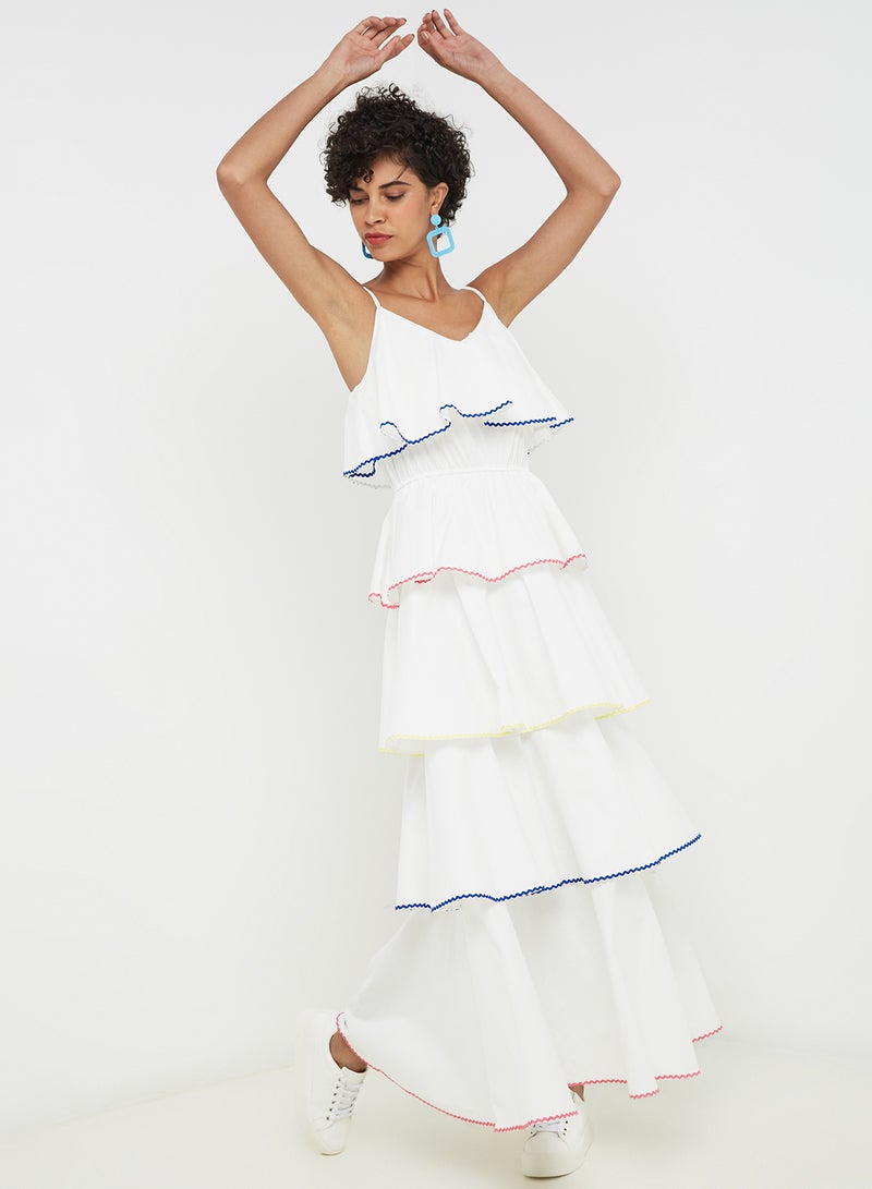 Iconic Summer Shimmer Striped Maxi Dress White - Image 1