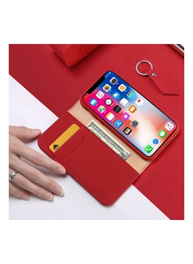 Flip Case Cover For Apple iPhone XS/X Red  - Image 2