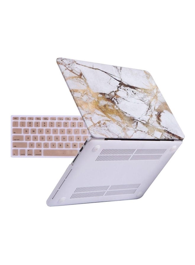 Macbook Pro 13 Inch Case Marble Pattern Designer HardRubber Coated Plastic Cover With Keyboard Skin Fits And Gold