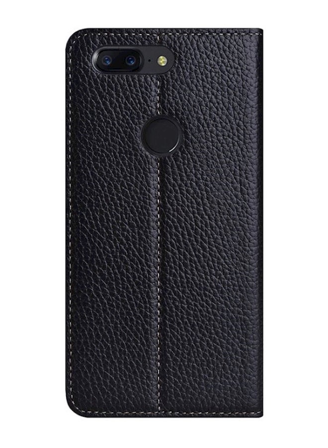 Generic - Leather Flip Case Cover For OnePlus 5T Black - Image 1