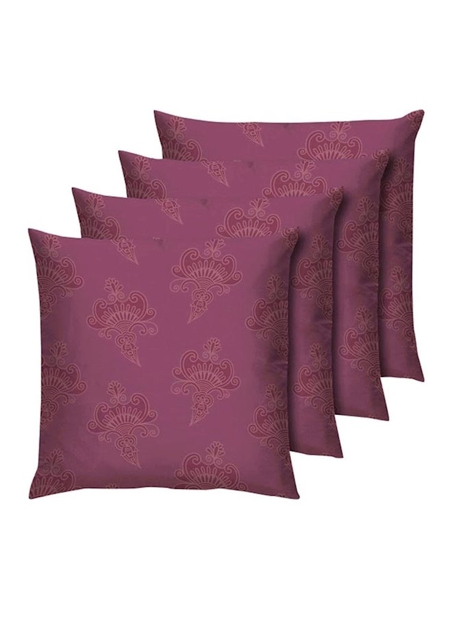 طقم وسائد مزينة بطبعات مكون من 4 قطع polyester وردي 40x40سم - Image 1