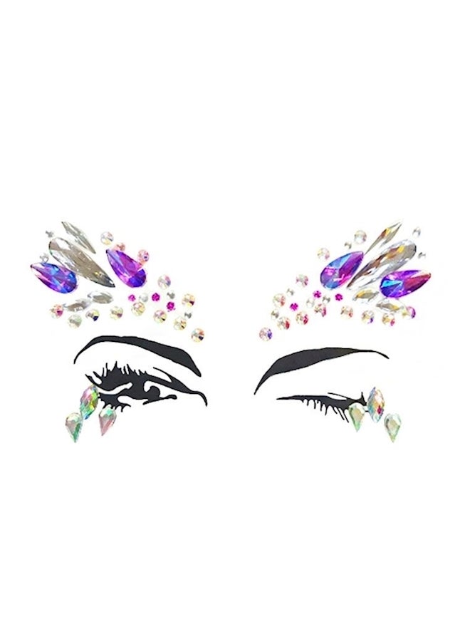 Luminous Mermaid Princess Rhinestone Gems Temporary Face Tattoo Multicolour