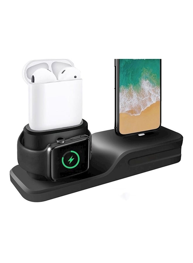 3-In-1 Charging Holder For Apple iPhone Black - Image 4