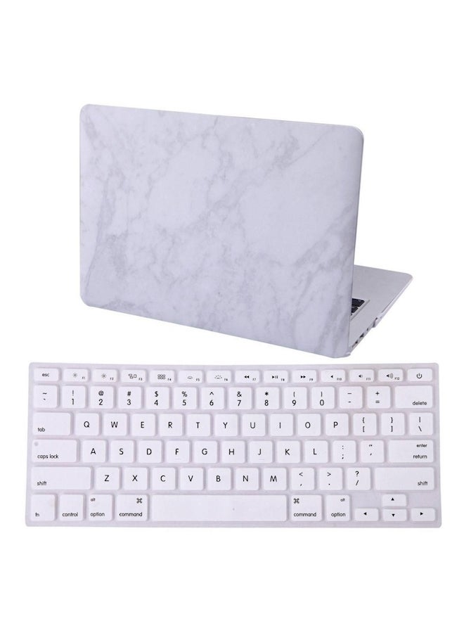 Marble Pattern Hard Case With Keyboard Cover For Apple MacBook Air 13-Inch White/Grey  - Image 1