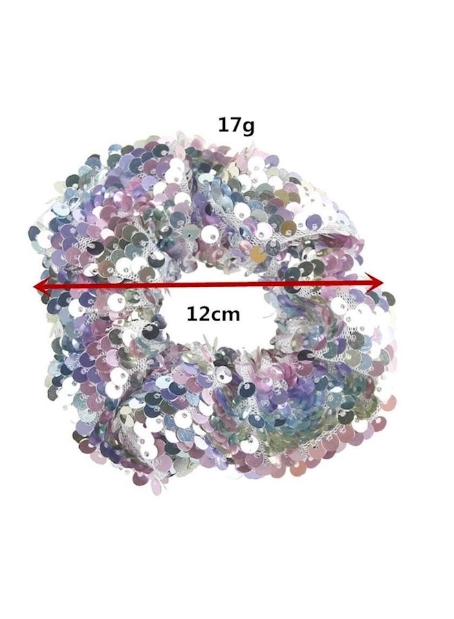 Sequined Elastic Hairband Purple/Green/Blue - Image 1
