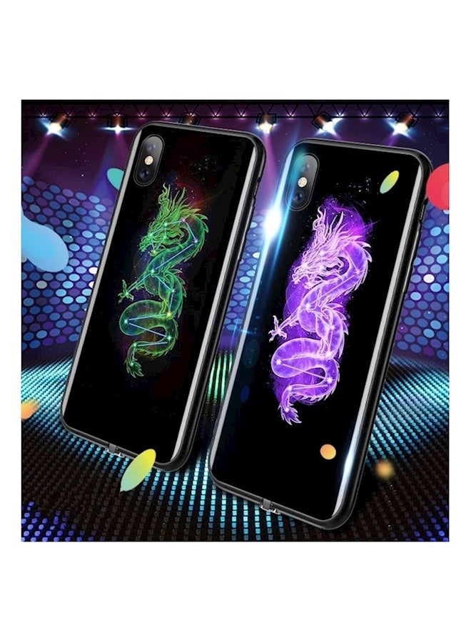 Generic Unique Apple iPhone Xs Case For Voice-Activated Flash Luminous Glass Cover Personality S Smart Flash Cover Anti Fall Shockproof Full Protective Sleeve Black  - Image 2
