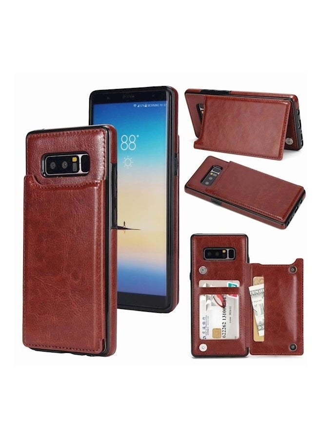 Wallet Case With Card Holder For Samsung  Note 8 Brown