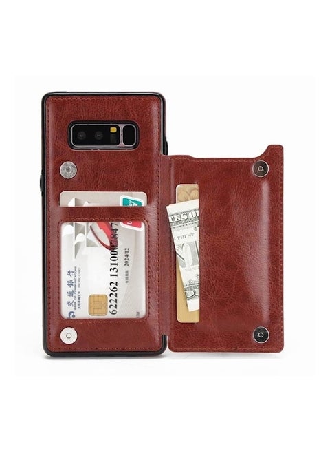 Wallet Case With Card Holder For Samsung  Note 8 Brown