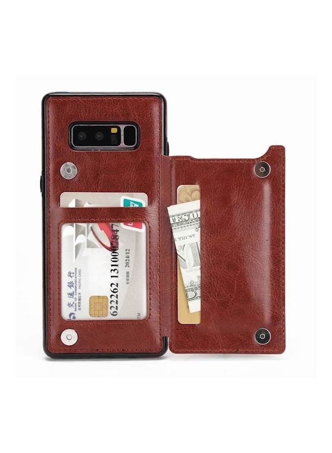 Wallet Case With Card Holder For Samsung  Note 8 Brown