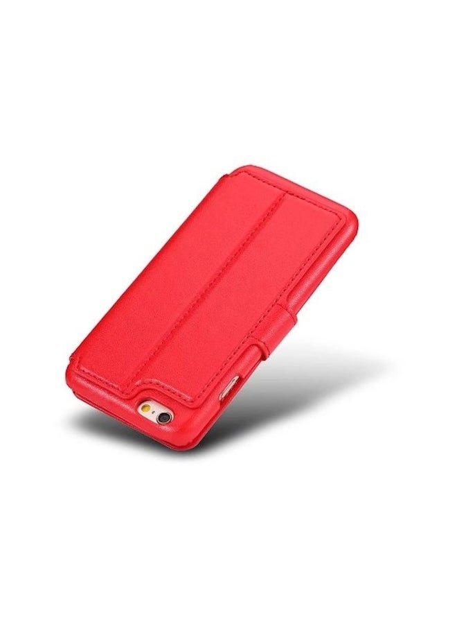 PU Leather Case For Apple iPhone6s Case Flip Stand Wallet Phone Shell Back Cover With Card Holder Red  - Image 4