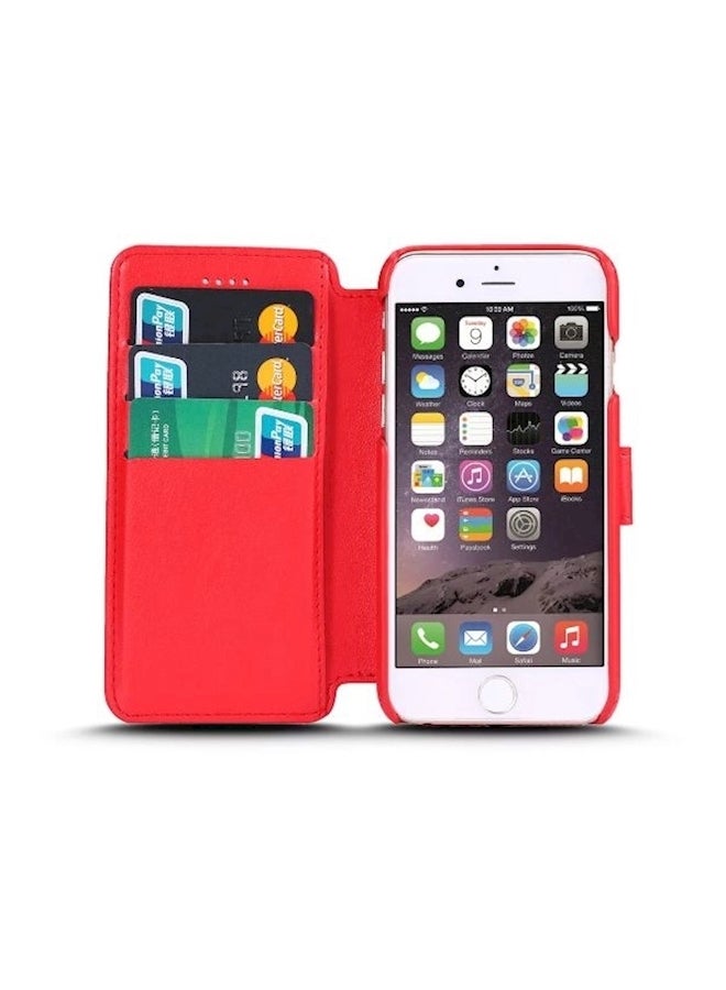 PU Leather Case For Apple iPhone6s Case Flip Stand Wallet Phone Shell Back Cover With Card Holder Red  - Image 2