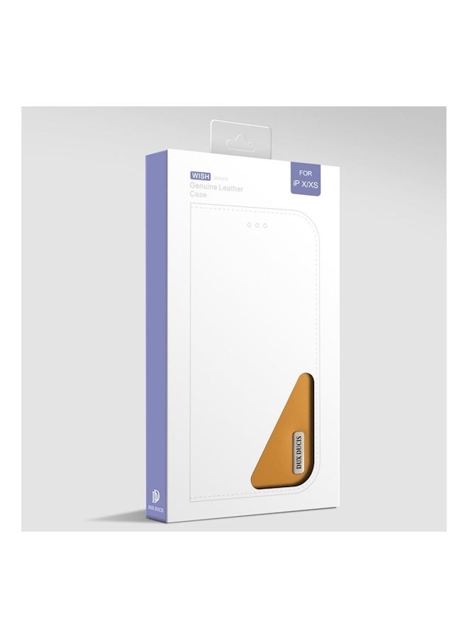 Flip Case Cover For Apple iPhone X/Xs Yellow  - Image 4
