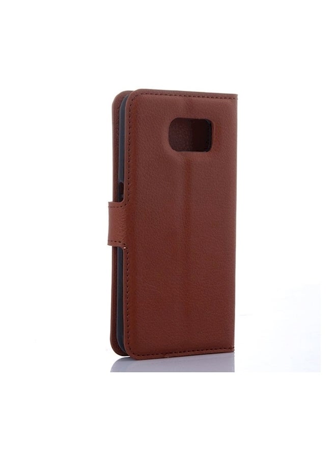 Generic - PU Leather Case Cover For Samsung S6 Edge Brown - Image 1