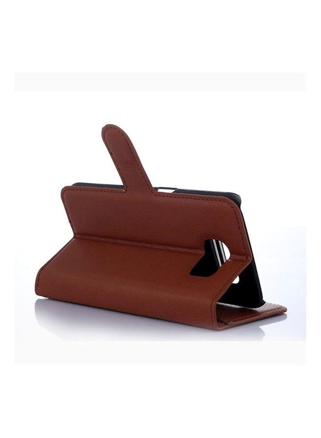 Generic - PU Leather Case Cover For Samsung S6 Edge Brown - Image 1