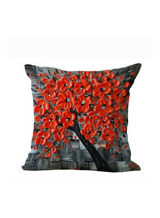 3D Printed Decorative Cushion Cover Grey/Red 45x45cm