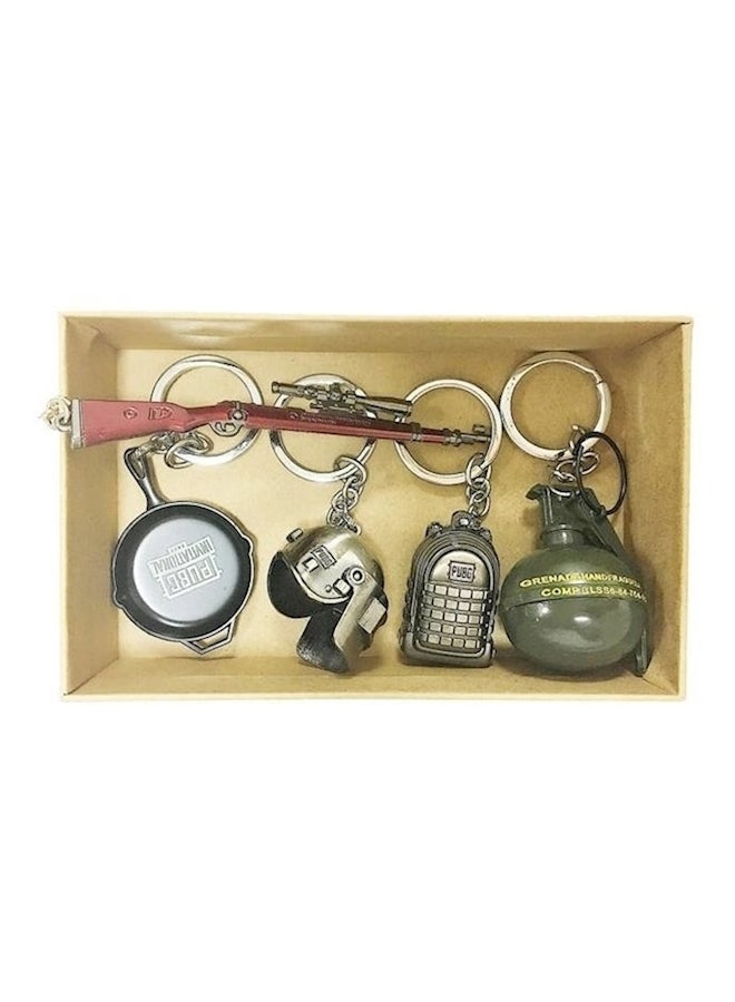 طقم سلاسل مفاتيح ثلاثية الأبعاد مستوحاة من لعبة "PUBG" مكون من 5 قطع فضي/بني/رمادي - Image 1