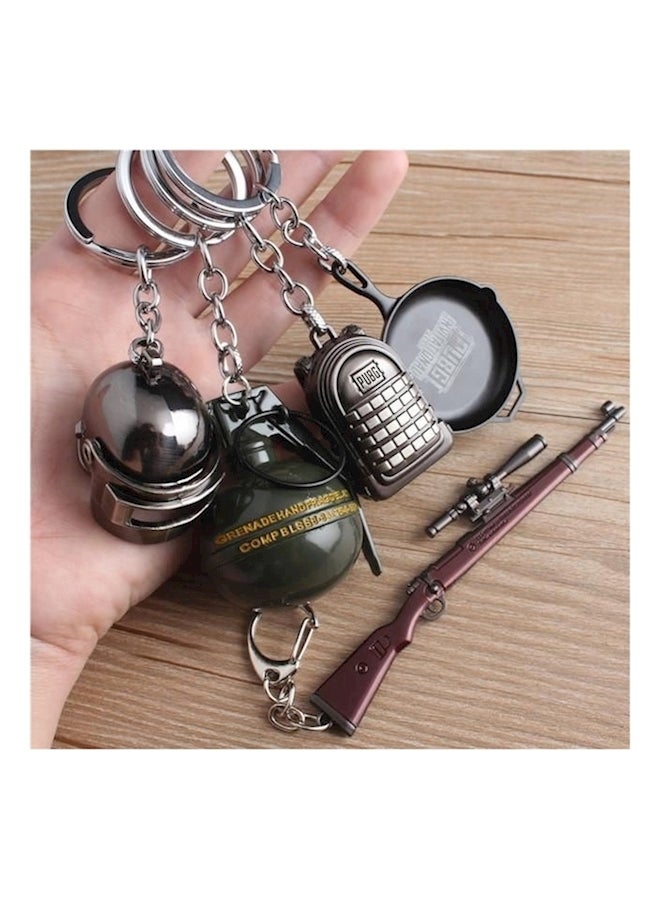 طقم سلاسل مفاتيح ثلاثية الأبعاد مستوحاة من لعبة "PUBG" مكون من 5 قطع فضي/بني/رمادي - Image 2