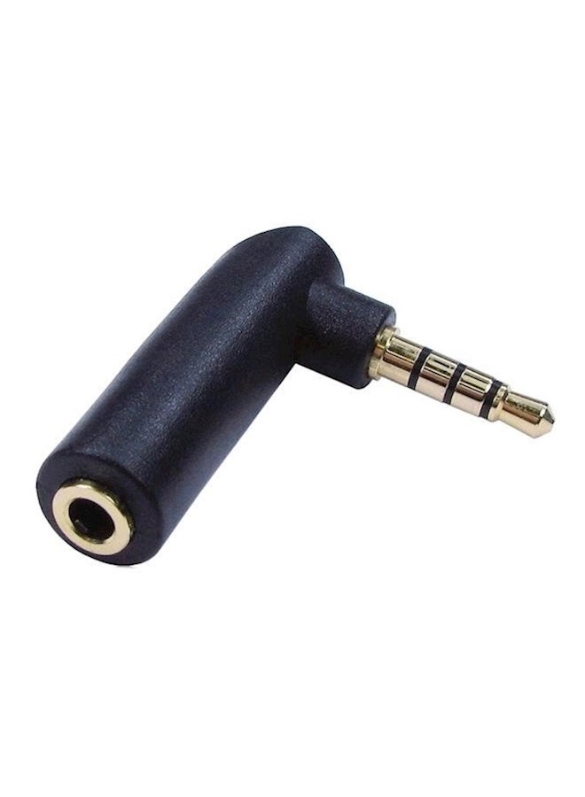 4 Pole 3.5Mm Stereo Jack Maled To Female 90 Degree Right Angled Audio Adapter Black/Gold