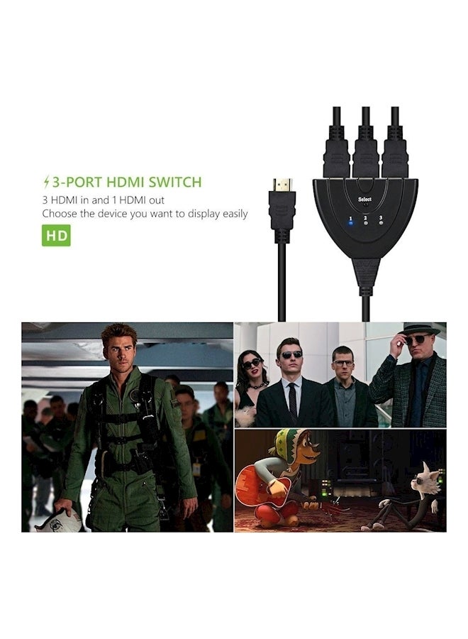 Cablor 3-Port Hdmi Switch Splitter With Pigtail Cable , 3X1 Auto Switch, Support 3D, 1080P For Tv Black  - Image 5