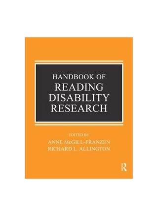 Handbook Of Reading Disability Research paperback english - 19-Mar-08 - v1560689955/N26829287A_1